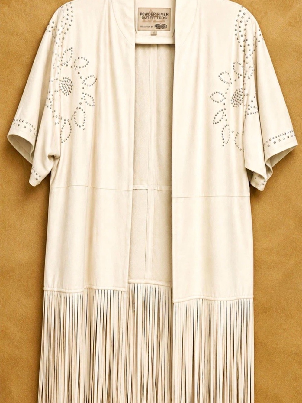 Powder River Outfitters Western Studded Fringe Kimono Jacket Size S